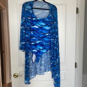 Shein women’s 3X bathing suit and matching mesh cover-up.